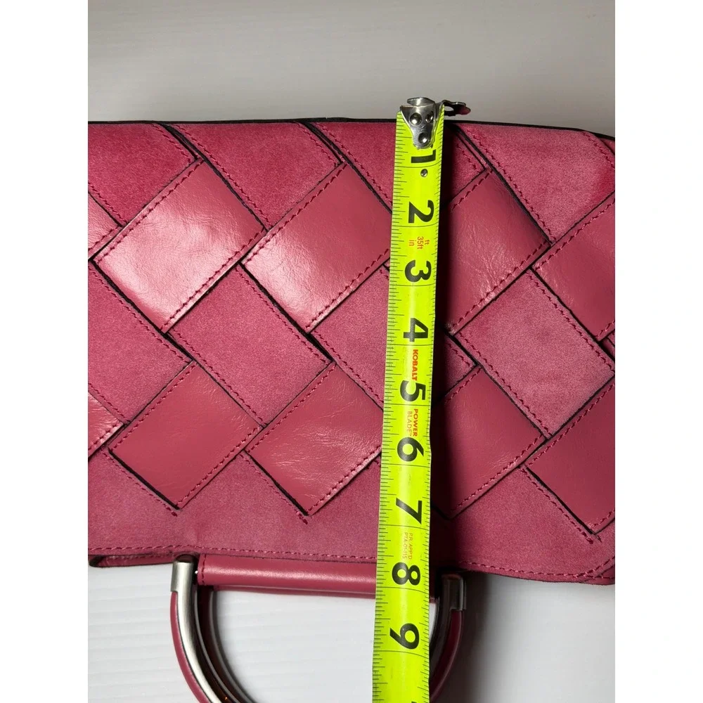 Patricia Nash Novara Satchel Petal Pink Leather Suede Weave Crossbody Bag OS